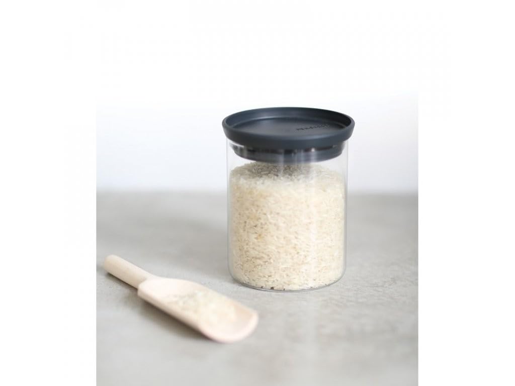 Brabantia Szklany pojemnik kuchenny 0.6L, Szkło/Wieko Ciemny Szary