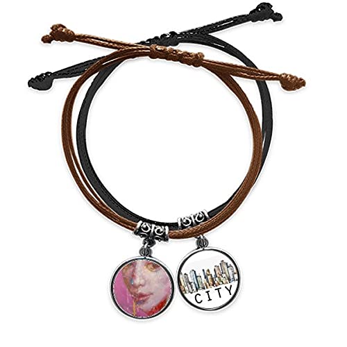 Bracelet peinture à l'huile poétique en cuir Sidi tressé