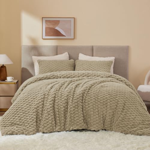 Image of BEDELITE Fluffy Twin /Twin XL Comforter Set, Taupe Bed Set 2 Pieces