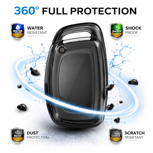 Image of JVCV 2 Pack Soft TPU Transparent Cover Compatible with Hyundai Alcazar Creta Venue i20 Tucson Elantra Car i10 Grand i20 Xcent Verna Tucson Elantra i10 4 & 3 Button Smart Key (Transparent Black)