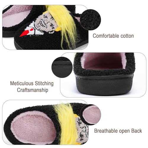 Trump Wig Slippers, Womens Mens House Slippers Trump Slippers, Warm Memory Foam Anti-Slip House Shoes Comfortable Plush Slippers Home Bedroom4