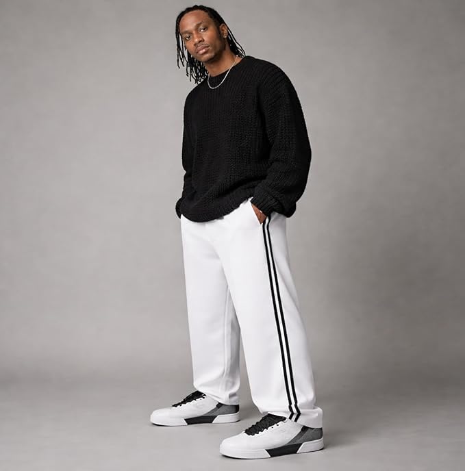 Image of H-Venice Men's Baggy Track Pants | 100% Cotton Loose Fit Joggers | Full Elastic Waist Open Bottom Sweatpants | All Season Wear | S to 3XL (Himalayan Grey) (in, Numeric, 38, Regular)