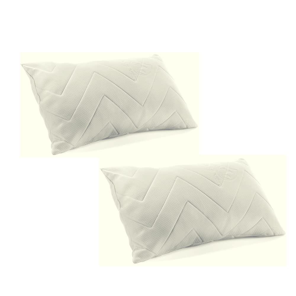 N/S Pack de 2 Almohadas con Copos de viscoelástica 150 cm, Almohada de Cama, Tejido Strech Transpirable, Funda Color Blanco, Almohada Suave, firmeza Media Baja, Ofertas Confort