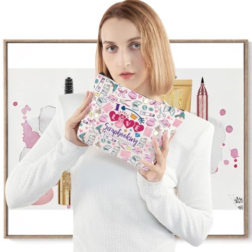 Image of WZMPA Scrapbook Lover Cosmetic Makeup Bag Scrapbook Fan Gift I Love Scrapbooking Zipper Pouch Bag For Women Girls (Scrapbooking F)