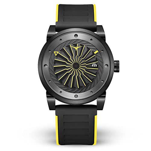 ZINVO Luxury Men’s Blade Wrist Watch - Premium Italian Leather Watch Band - 44mm Turbine Watch - Automatic Movement Stinger