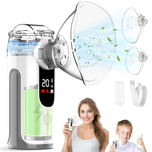 BIAOQINBO Aerosol Portatile Silenzioso per Adulti e Bambini,USB-C Ricaricabile Aerosol Ultrasuoni con Display Digitale Intelligente,Macchina Aerosol Inalatore per Viaggi e Uso Domestico
