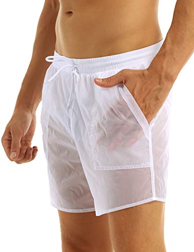 Choomomo Men's Elastic Waist See-Through Mesh Drawstring Boxer Briefs Summer Swim Trunks Underwear4