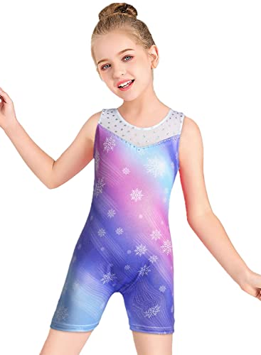 Leotards for Girls Gymnastics Toddler Dance Biketards Mermaid Unicorn Athletic Dance Wear Shiny Rainbow Blue Hotpink