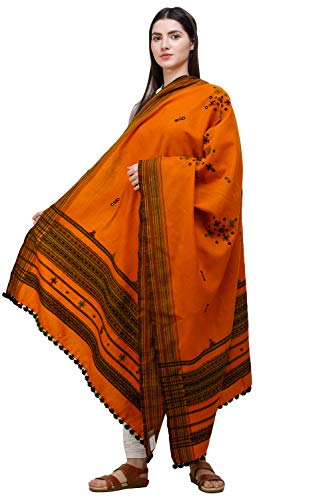 Image of Exotic India Women's Kutch Wool Shawl (SHV95--beige)