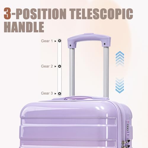 Image of 14 inch /20 inch 2-Piece Set PC Spinner Wheel Luggage with Gradient Color and Combination Lock(Pink Purple)