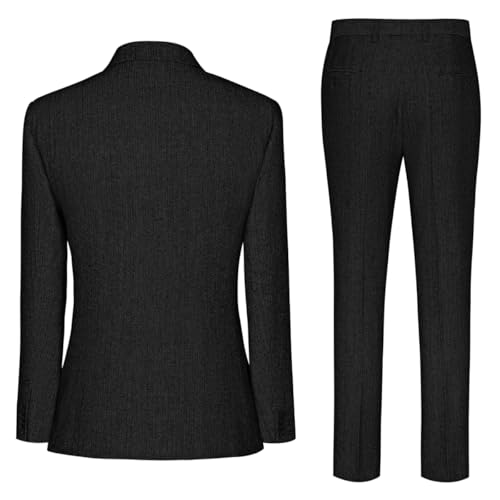 Vintage Tweed Herringbone Suits for Men 2 Button Slim Fit 3 Piece Formal Wool Suit Jacket Vest Pants Men Prom Dress Tuxedo3