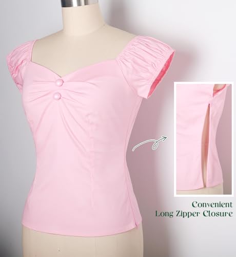 Image of YARN & INK Women's Rockabilly Tops 1950s Pinup Shirt Casual Off Shoulder Vintage Blouse