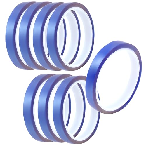Image of 8 Rolls Heat Tape for Sublimation, Heat Resistant Tape for Heat Transfer Sublimation Press, 10mm x 33m(108ft) No Residue Heat Transfer Tape (Blue)