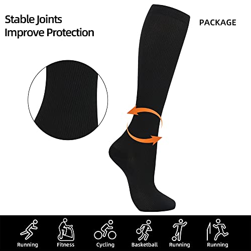 Losvcbcx Kompressionsstrümpfe,2/4/6/7 Paar Kompressionssocken für Damen und Herren mit 15–20 mmHg sind die besten Sport- und Medizinstrümpfe für Krankenschwestern auf Flugreisen