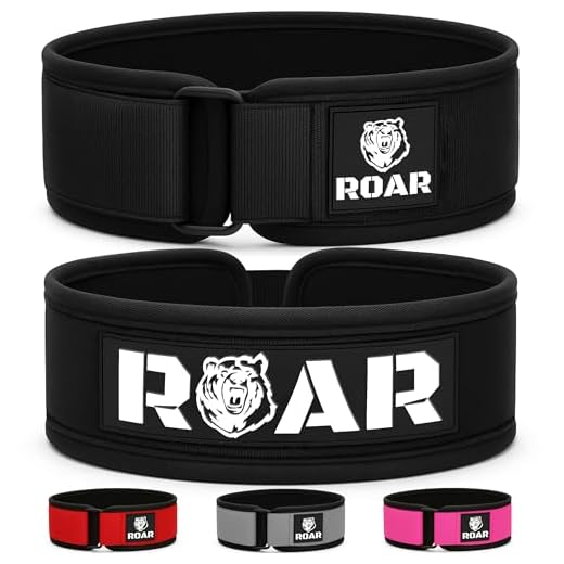 Roar® Cinturón Lumbar Gimnasio, Cinturon Gimnasio Hombre y Mujer, Cinturon Halterofilia, Powerlifting, Levantamiento Peso, Musculacion, Cinturon Gym Hombre, Cinturon Pesas (Negro, M)