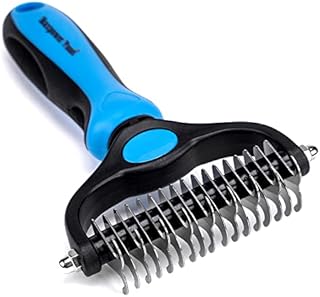 Maxpower Planet Pet Grooming Brush - Double Sided Shedding and Dematting Undercoat Rake Comb for Dogs and Cats,Extra Wide, Blue, Dog Grooming Brush, Dog Shedding Brush