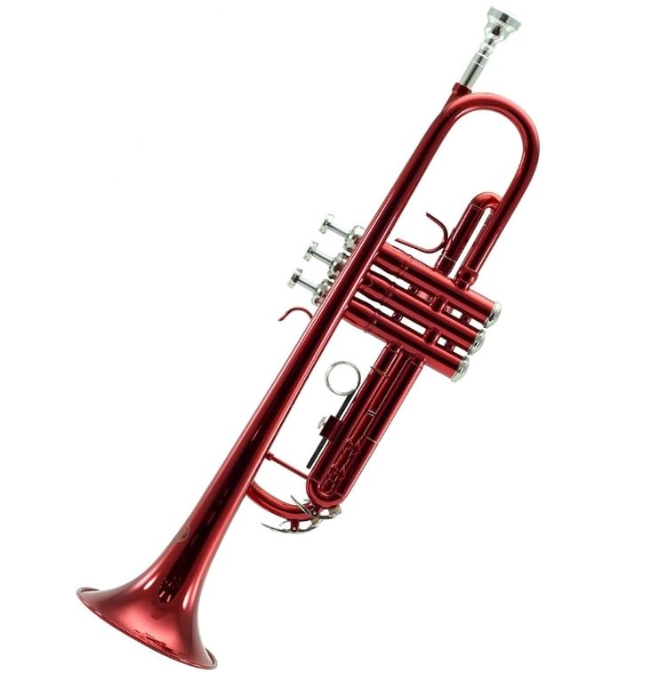 Sky Wine Red Lacquer Brass Bb Trumpet with Case, Cloth, Gloves and Valve Oil, Red