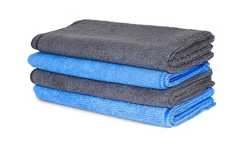 Image of Shalimar Multi-Purpose Microfiber Soft Cleaning Towels for Car and Bike, Home, Glass Cleaning Cloth Pack of -4 (Blue and Grey)