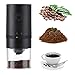 Elektryczny młynek do kawy, ładowany przez USB przenośny regulowany ceramiczny zadziory młynek do kawy ze zdejmowanym przezroczystym pojemnikiem na proszek, młynek do proszku do młynka do ziaren orzechów przypraw, czarny