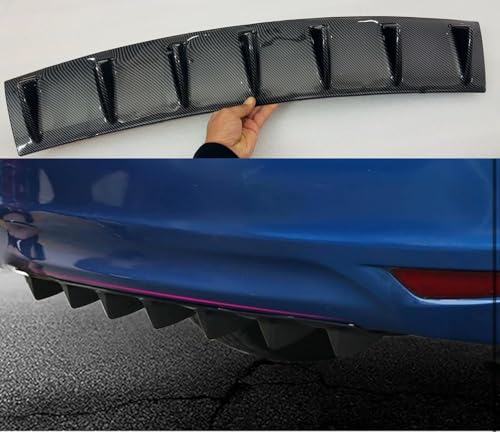 Image of 7-Wing Glossy Carbon ABS Deflector Kit JDM Universal Rear Bumper Lip Diffuser Car Spoiler Shark Fin Universal Sporty Rear Lower Bumper Protector.