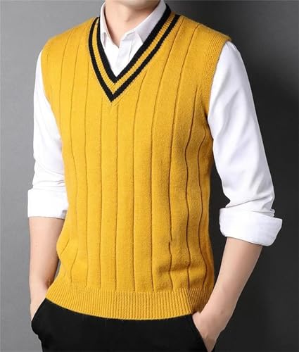 Men's Clothing Knit Sweater Sleeveless Striped Vest Street Waistcoat3