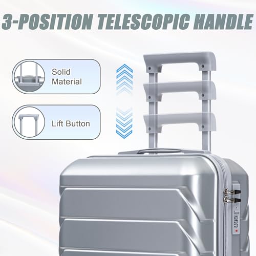 Image of 20+14 Inch Hardside Luggages, Lightweight Durable ABS Suitcase Spinner Wheels