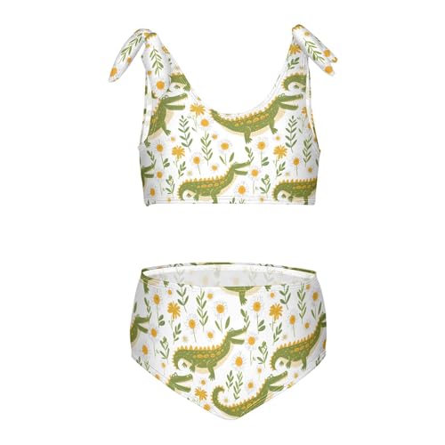 Crocodile Daisy Girls Two Piece Tankini Swimsuits Summer Bathing Suit Beach Swimwear Set, 9-10T Multicoloured