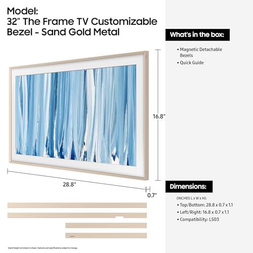 Image of Samsung 32 inch The Frame Customizable Bezel (2026 Model), Magnetic, Easy Installation, VG-SCFH32SGMZA, Sand Gold Metal