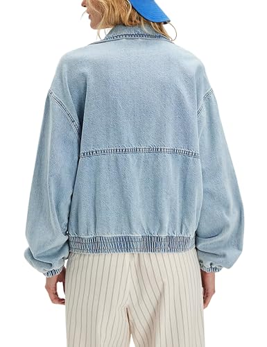 Yeokou Womens Oversized Jean Jacket Zip Up Long Sleeve Casual Denim Coats with Pockets4