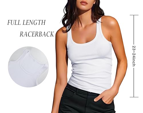 Artfish Women Sleeveless Ribbed Fitted Scoop Neck Full Length Racerback Basic Tank Tops4