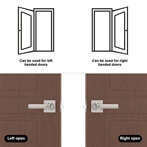 Baolong Square Entry Door Levers Locksets In Brushed Nickel,Door Knob With Lock For Bedroom Or Front Door Interior Heavy Duty Door Handle. #TOP4