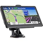 GPS Navigator for Car Truck RV, Latest 2025 Map, 7 inch Touch Screen Real Voice Spoken Turn-by-Turn Direction Reminding Navigation System for Cars, Vehicle GPS with Speed and Red Light Warning