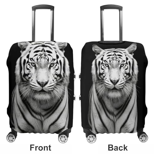 Black And White Tiger Suitcase Covers Luggage Protector - Travel Elastic Baggage Case Protective, Washable Anti-scratch Large Suit Case Cover for Suitcases Fits 19-32 Inch Luggages S3