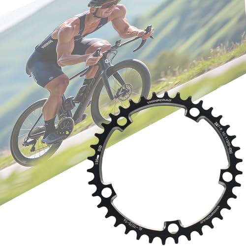 VHXNPCRAO Round Bike Chainring 38T Black, 130BCD Narrow Wide Single Chain Ring, 38T-60T, for 8-12 Speed Road Bike (Black, 38T)