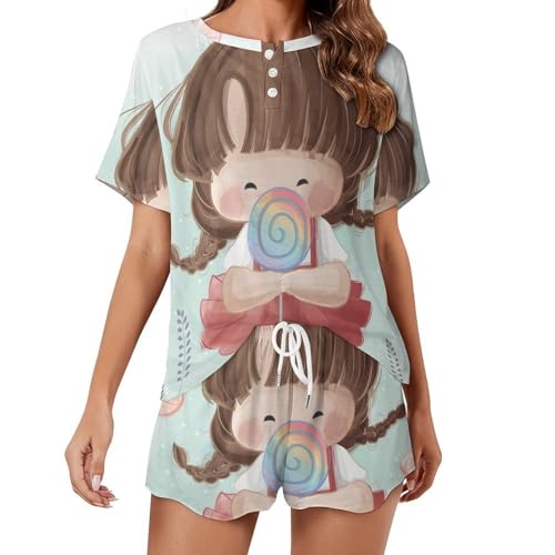 Pyjama court femme Petite Mignonne ensemble vêtements de nuit été