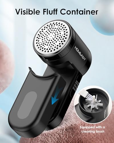 Fabric Shaver, HOMEASY Portable Lint Remover Debobbler Clothes Shaver, Bobble Remover for Clothes Adjustable 2 Speed Lint Shaver with 3 Blades Included (Black) - Image 6