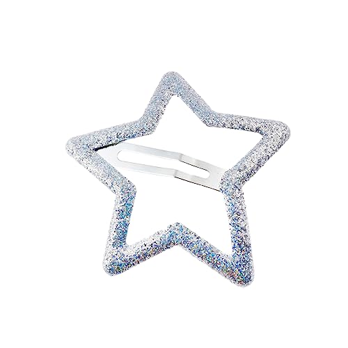 Righe e Pois - Fermaglio per Capelli Clic Clac Stella, Molletta in Metallo Con Glitter - CM 05 Stella Glitter Col.Ass. - Argento