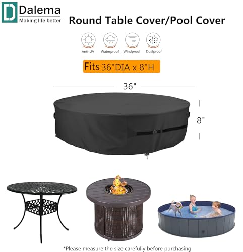 Dalema Capa para Mesa Redonda para Área Externa, Capa para Mesa Redonda de Pátio 600D Resistente, 10