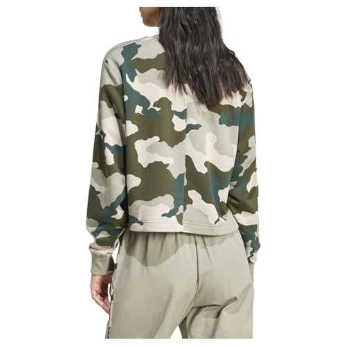 adidas Women's Plus Size Essentials 3 Stripes Camouflage Printed Cropped Sweatshirt2