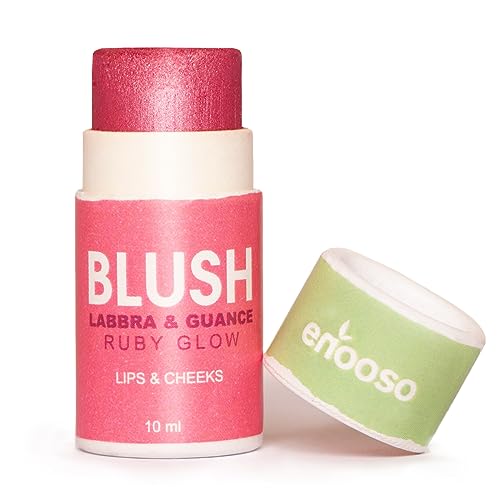 Enooso - Blush in crema stick per Guance Labbra e Occhi FUCSIA - Illuminante Viso Naturale Profumato e Nutriente con Miche - Glassy Make up 100% Vegan e Artigianale - Made in Italy