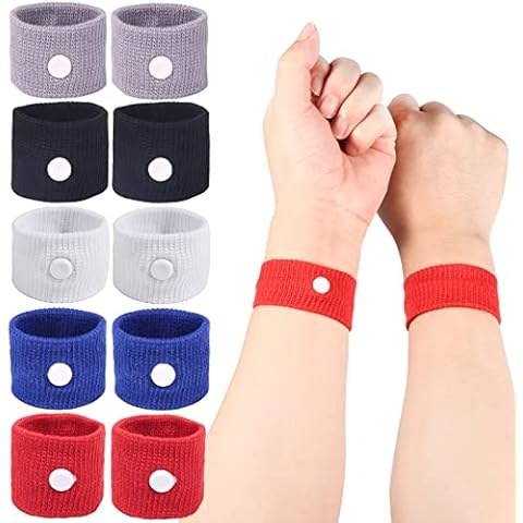 Morning Sickness Bands for Pregnancy, Motion Sickness Bands for Adult, Motion Sickness Relief Wristband for Sea Flying Travel 5 Pairs Cover