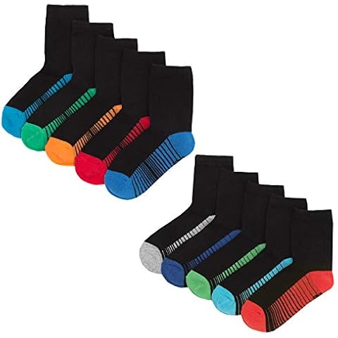 Street Essentials Boys Heel Toe Cotton Rich 5-10 Pairs Socks Orange Grey 4-6.5 Cover