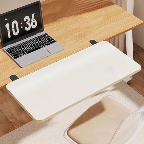 Ergonomic Wooden Keyboard Tray - Desk Extension Attachment, Clamp-On Shelf for Elbow Support, Adjustable Arm Rest, 40x20cm Desk Accessories for Improved Comfort and Productivity