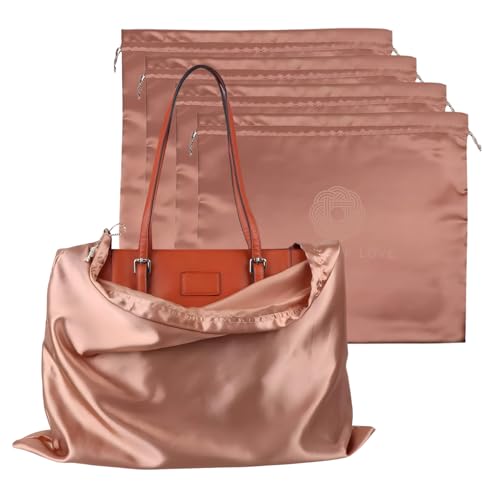Image of Silk Dust Bag for Handbag, Purses, Shoes, Boots - Silk Drawstring Dustproof Storage Pouch, Reusable and Travel Organizers (4, Pink, 20in x 20in)