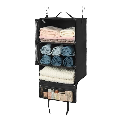 GRANNY SAYS Hanging Packing Cubes for Travel, Large Portable Hanging Suitcase Organizer, Foldable Compression Luggage Organizer Bags for Clothes, Carry on Closet Suitcase, XXL-Black Travel Shelves by GRANNY SAYS - Used condition - Image 8