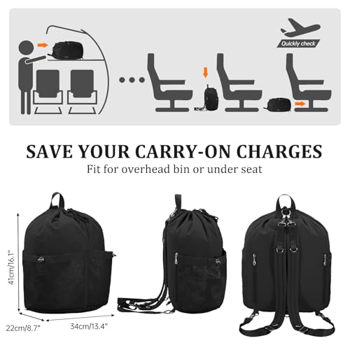 Image of HUA ANGEL Drawstring Backpack, Waterproof Nylon Sports Gym Bag, Travel Backpack for Women and Men for Sports, Travel