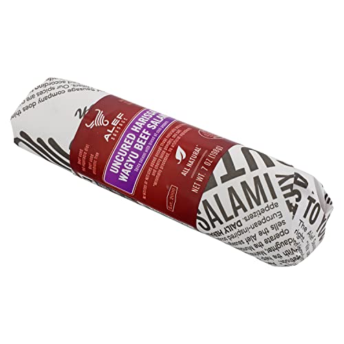 Alef Uncured Natural Harrisa Wagyu Beef Dry Salami Gluten-Free, Lactose-Free, Dairy Free, Non-Gmo, Nitrate Free, Nitrite Free 7 Oz / 198 Gram #TOP1