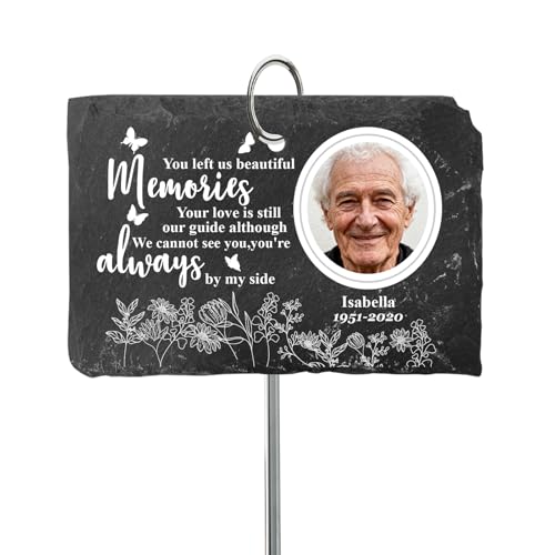 SOUFEEL Placas Conmemorativas Personalizada con Estaca de Gancho, Piedra Conmemorativa Personalizada con Foto, Nombre y Texto, Placa de Marcador de Tumba para Perro y Gato,7x10cm