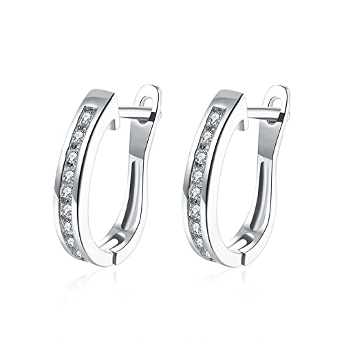 Boucles d'oreilles en Or 14K de luxe et créoles en U avec diamant éclatant pour femme