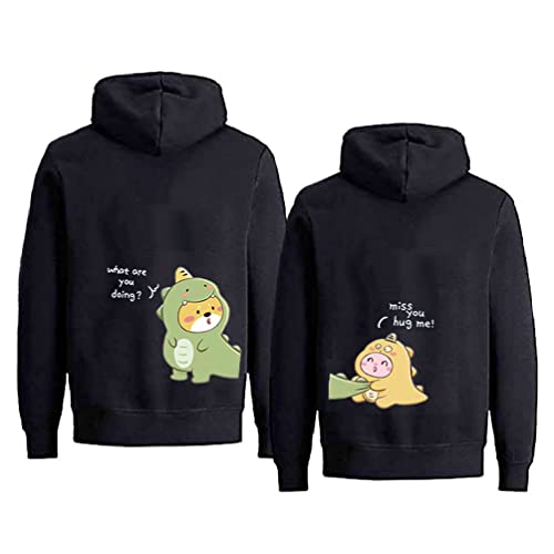 King Queen Sweat à Capuche pour Couple Partenaire Pull à Capuche Cadeau pour Couple Sweatshirt Hoodie pour Couple Femme 1 Pc(Noir-Homme,L)